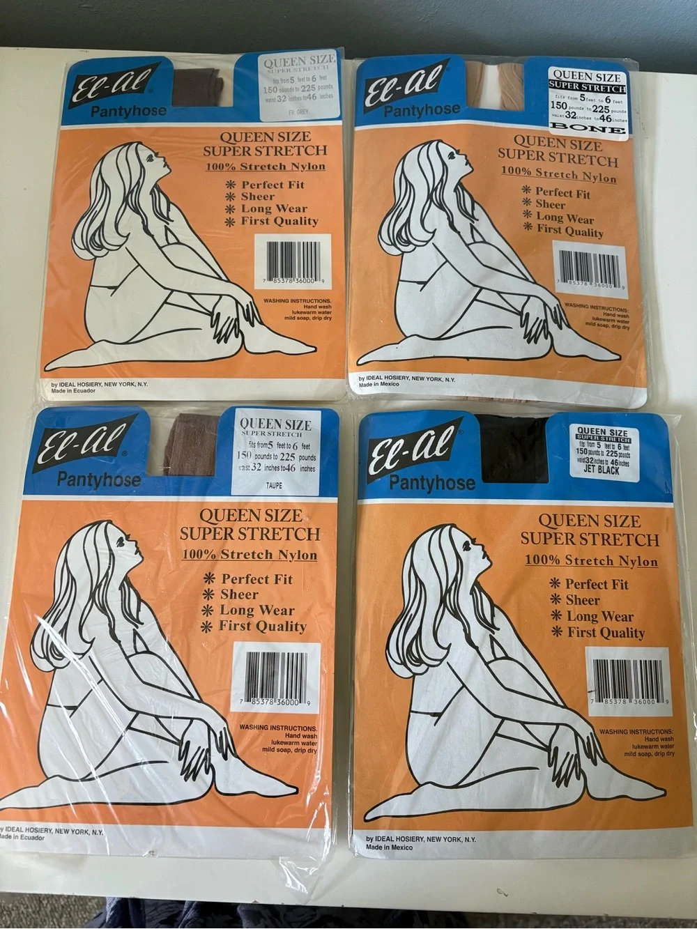 Queen Size Super Stretch Pantyhose - 4 Assorted colors NWT